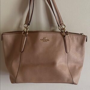 Coach BEIGE NUDE Leather Tote Handbag